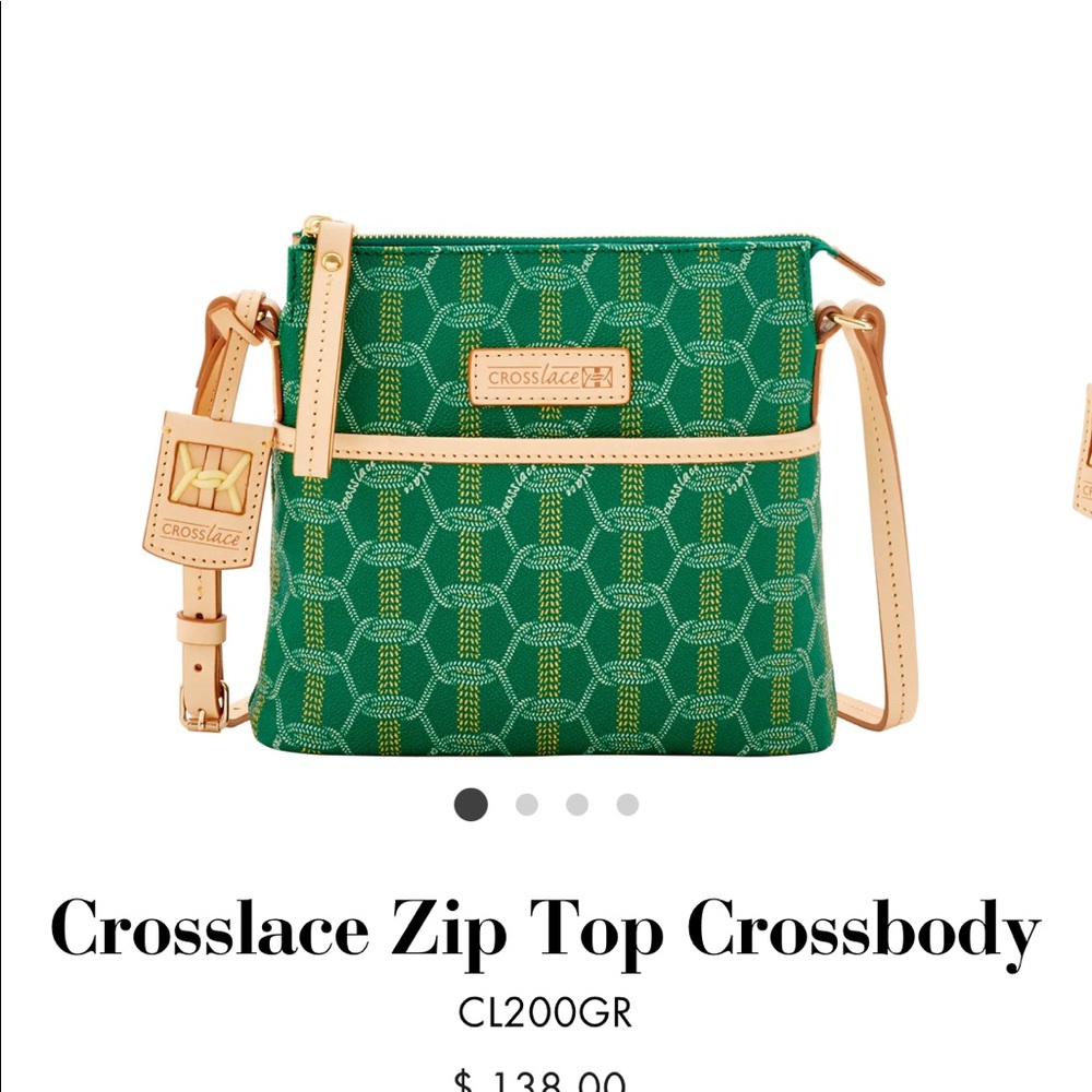 Women’s Crosslace Zip Top Crossbody, green and tan